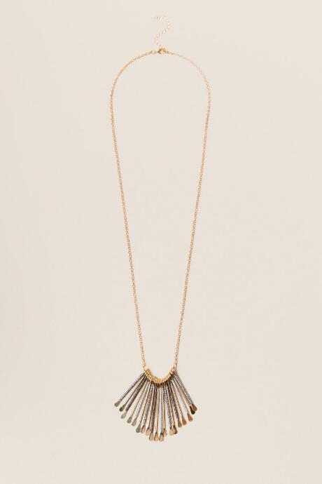Francesca's Renata Thread Wrapped Pendant In Hematite - Mixed Plating