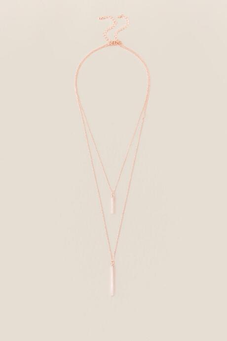 Francesca's Kailee Delicate Bar Layered Necklace In Rose Gold - Rose/gold