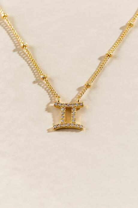 Francesca's Cz Zodiac Gemini Pendant Necklace - Gold