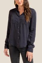 Francesca's Morgan Button Down Top - Black