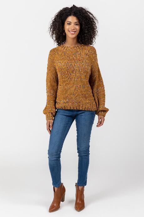 Francesca's Deon Popcorn Balloon Sleeve Sweater - Tortoise