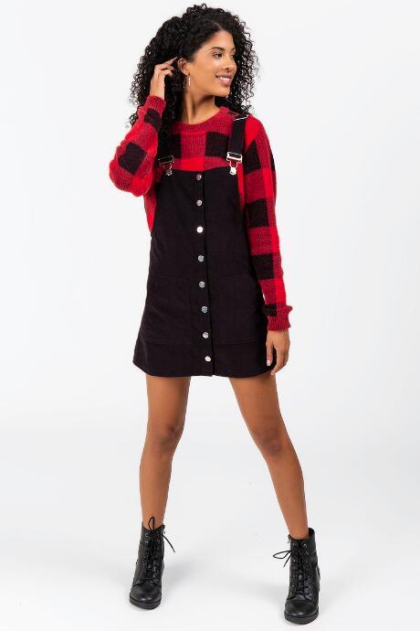 Francesca's Geneva Button Front Overall Dress - Black