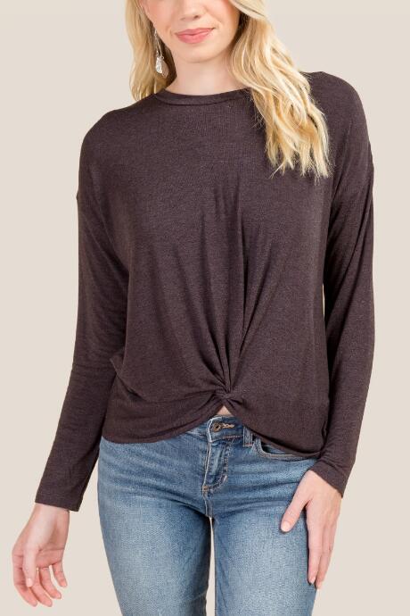 Francesca's Britta Twist Front Top - Gray