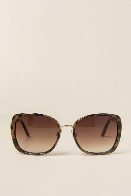 Francesca's Diane Square Gold Sunglasses - Tortoise