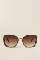 Francesca's Diane Square Gold Sunglasses - Tortoise