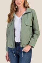 Francesca's Callie Nylon Jacket - Dark Olive