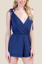 Francesca's Colette Shoulder Tie Romper - Navy