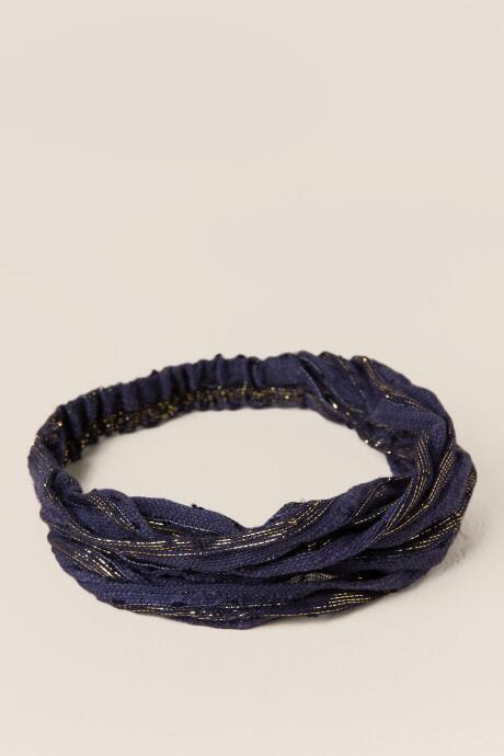 Francesca's Dillian Lurex Accent Head Wrap - Navy