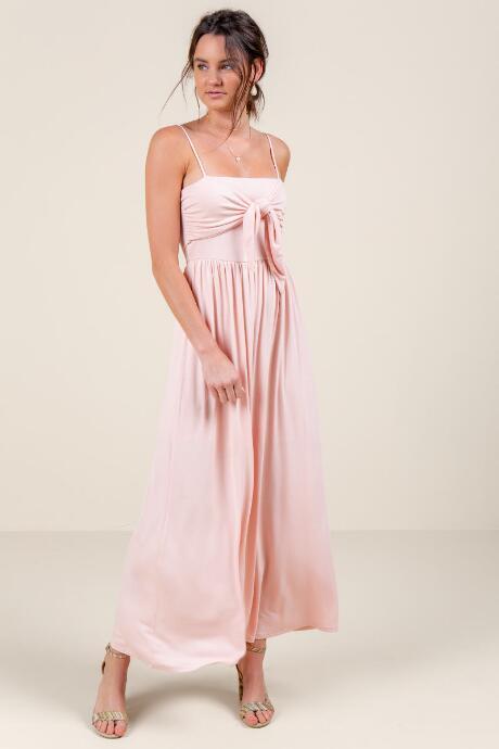 Francesca's Christine Tie Front Knit Maxi Dress - Blush