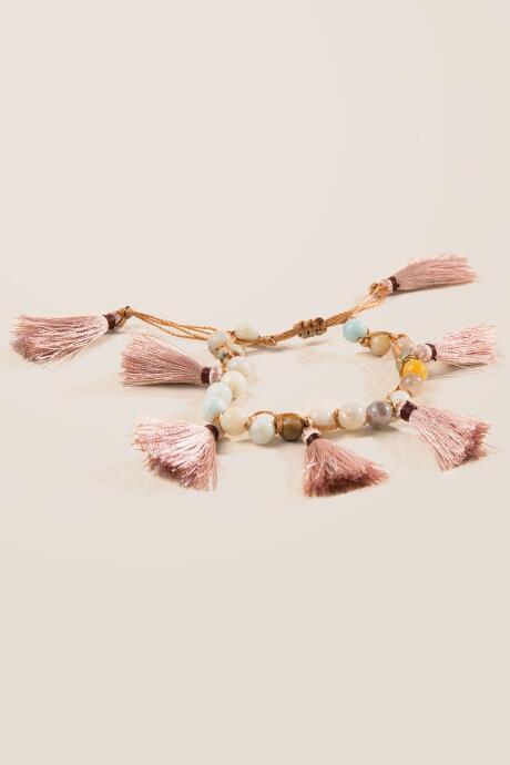 Francesca's Remi Tassel Pull Tie Bracelet - Mint