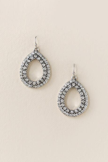 Francesca's Karina Double Pav Teardrop Earring - Crystal