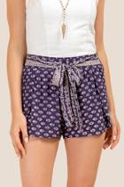 Francesca's Rochelle Tie Waist Shorts - Vintage Purple