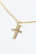 Francesca's Maya Cz Cross Pendant Necklace - Gold