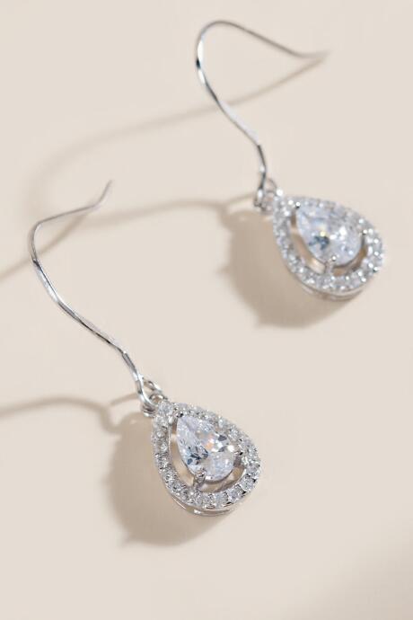 Francesca's Carolina Cubic Zirconia Drop Earrings - Crystal