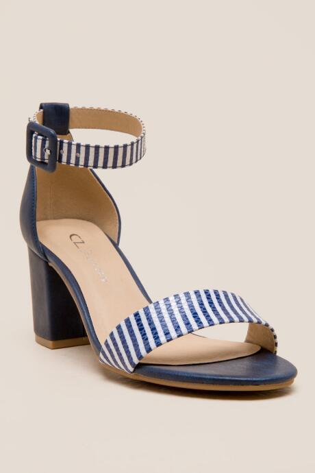 Cl By Laundry Striped Block Heel - Navy