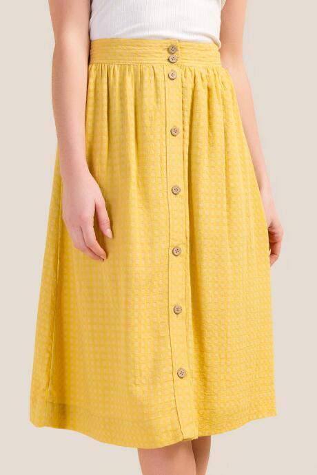 Francesca's Jolene Button Front Midi Skirt - Mustard