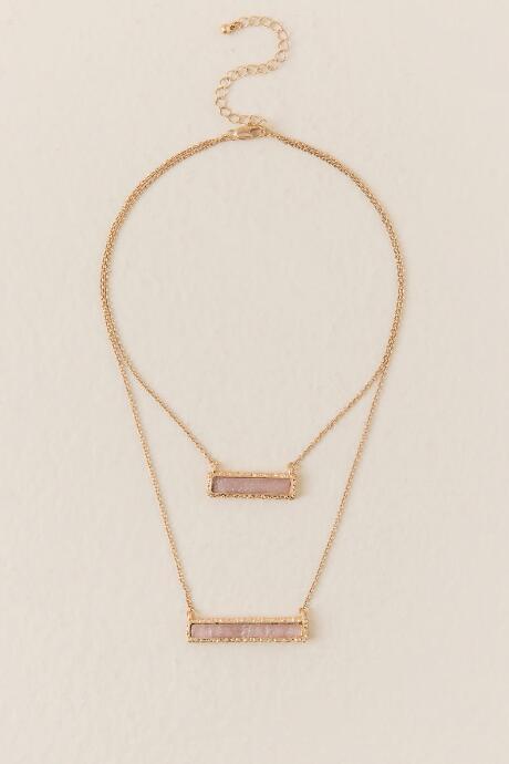 Francesca Inchess Maddie Druzy Bar Necklace - Blush