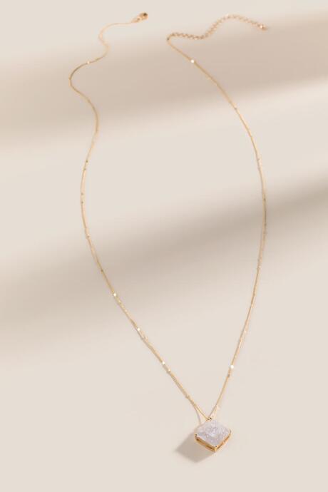Francesca's Bella Square Cubic Zirconia Pendant Necklace - White