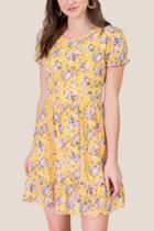 Francesca's Nina Criss Cross Trimmed Dress - Sunshine