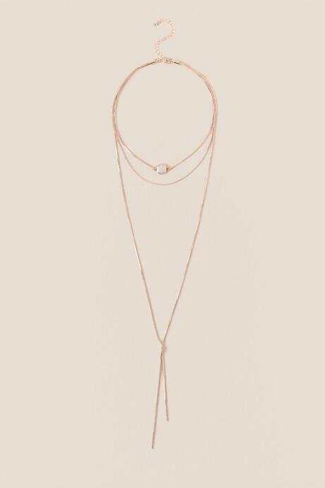Francesca's Lola Rose Gold Pearl Layered Necklace - Rose/gold