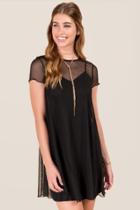Blue Rain Ellen Mesh Slip Shift Dress - Black