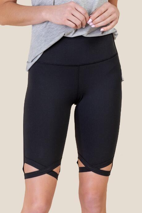 Francesca's Rylie Cross Pattern Biker Shorts - Black