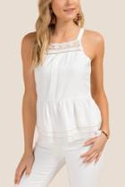 Francesca Inchess Mija Crochet Peplum Sleeveless Top - Ivory