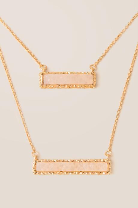 Francesca Inchess Tia Druzy Bar Layered Necklace - Ivory