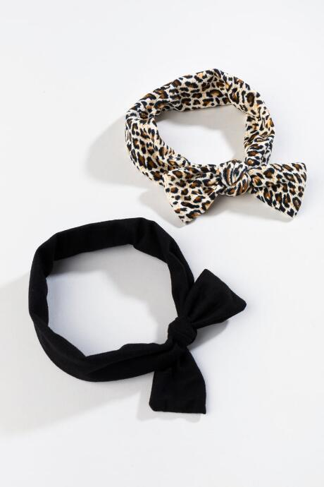 Francesca's Jess 2pk Leopard & Solid Headband - Leopard
