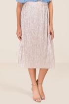 Miami Aster Metallic Pleated Midi Skirt - Pale Pink