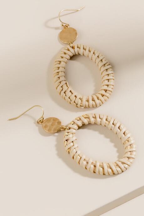 Francesca's Heather Rattan Drop Earrings - Ivory