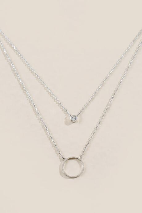 Francesca's Isadora Double Layer Cubic Zirconia Necklace - Silver
