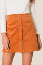 Francesca's Cecily Button Front Mini Skirt - Amber