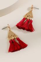 Francesca's Calla Triangle Tassel Earrings - Red