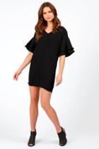 Francesca's Nena Flutter Sleeve Dress - Black
