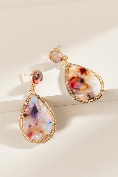 Francesca's Lindsay Marbled Resin Teardrop Earrings - Multi