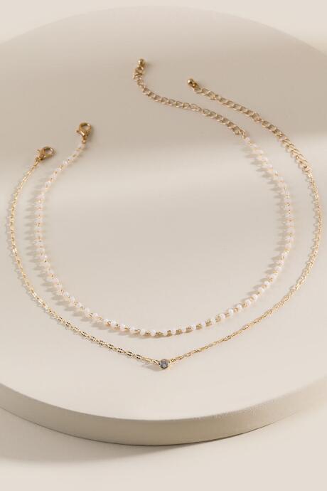 Francesca's Maya Layered Enamel Necklace - Beige