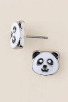 Francesca's Panda Face Stud Earring - White