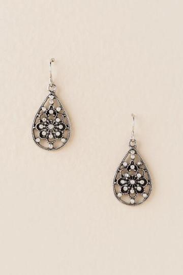 Francesca's Reyna Crystal Teardrop Earring - Silver