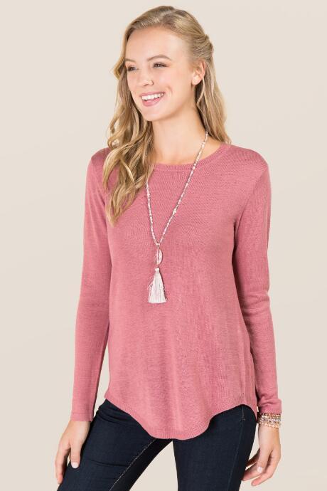 Blue Rain Deborah Open Back Pullover Sweater - Rose