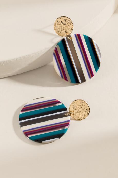 Francesca's Paula Striped Resin Drop Earrings - Multi