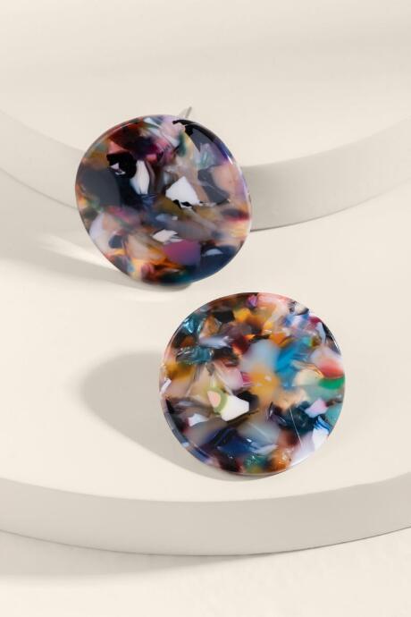 Francesca's Tara Wavy Marbled Resin Studs - Multi