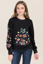 Jealous Tomato Christie Floral Embroidery Sweatshirt - Black