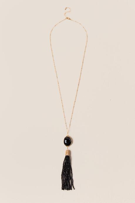 Francesca Inchess Kelsei Beaded Tassel Pendant In Black - Black