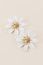 Francesca's Tricia Oversized Flower Stud Earring - White