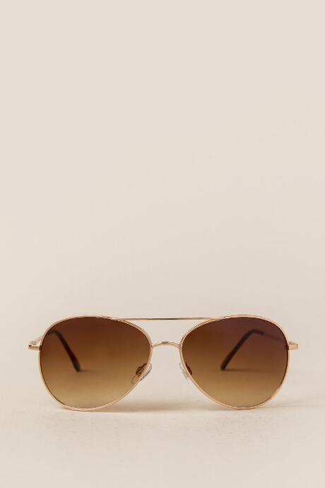 Francesca's Skylar Gold Aviator Sunglasses - Tortoise