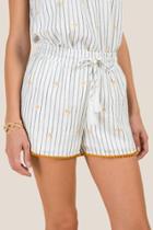 Francesca's Cecile Striped Palm Soft Shorts - White
