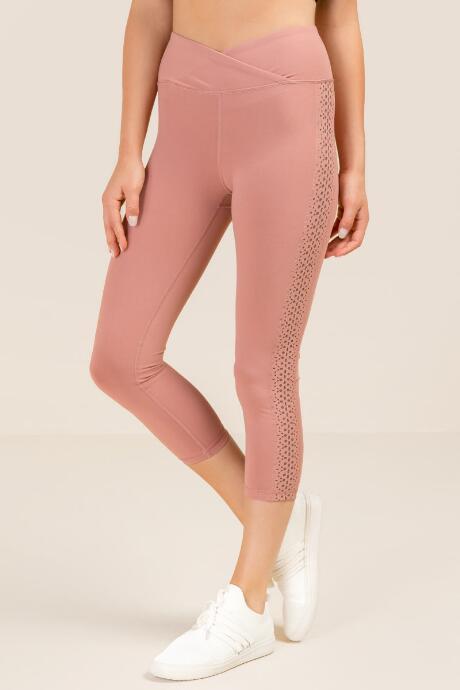 Francesca's Jacelyn Laser Cut Cropped Legging - Blush