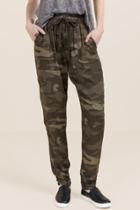 Rewash Khloe Ruched Camo Jogger - Dark Olive