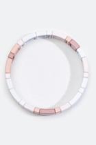 Francesca's Serena Color-block Stretch Bracelet - White